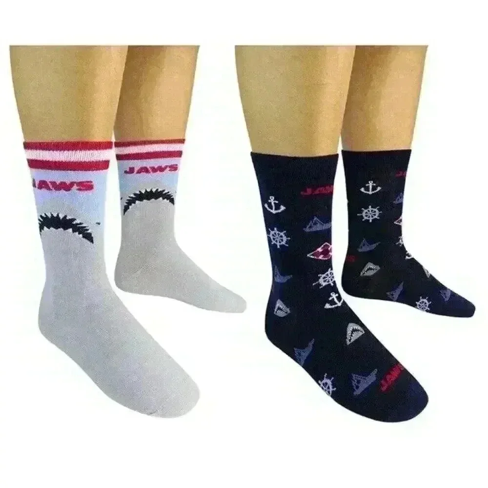 Jaws 2 Pack Novelty Socks Shark Attack Movie Unisex